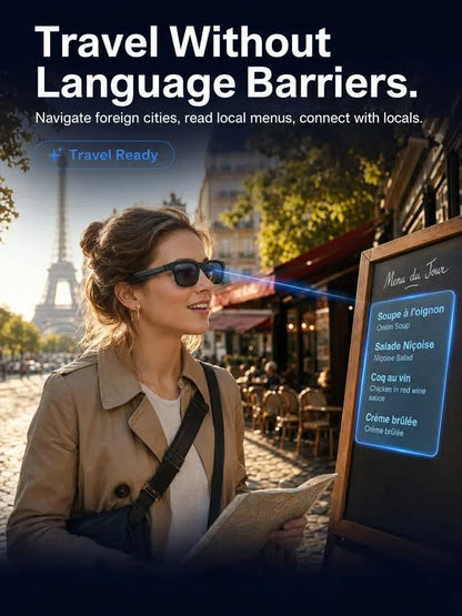 AI-powered smart translation Bluetooth glasses