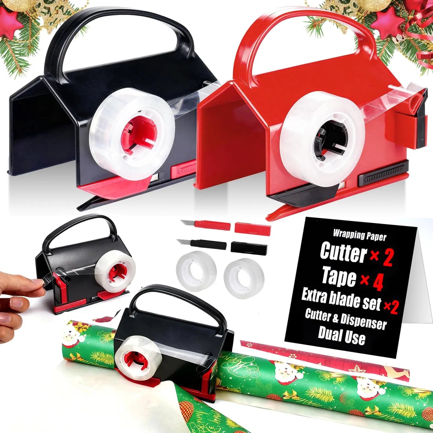 🎁 2-in-1 Wrapping Paper Cutter & Tape Dispenser