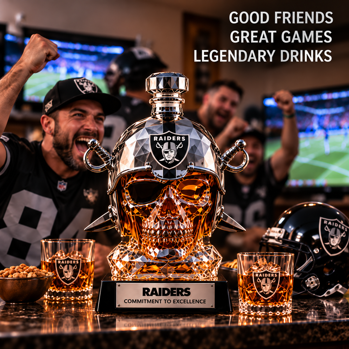 🔥 Limited-Time 49% OFF –🏈 Skull Helmet Decanter - Sculpted Glassware & Home Bar Display 🏆