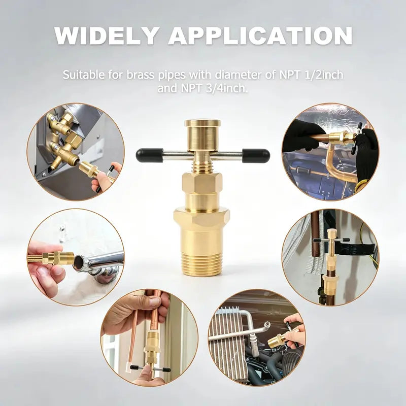 Compression Sleeve Puller Tool for 1/2' & 3/4' Brass Pipes, Rust-Resistant Ferrule Remover, Pipe Ring Extraction Kit for Corroded/Frozen Supply Stops, Removes Nut & Ferrule Safely – No Pipe Damage (Fits NPT 1/2', 3/4')