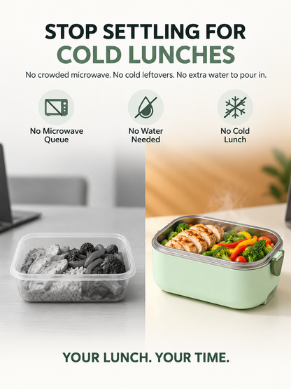 Portable Electric Heated Lunch Box Water-Free Food Warmer