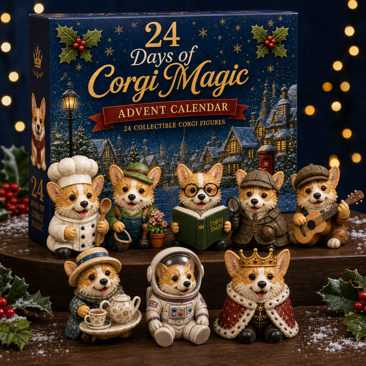2026 British Corgis Blind Box - 24‑Day Festive Countdown, Corgi Figurines Blind Box - Gift For Corgi Lovers