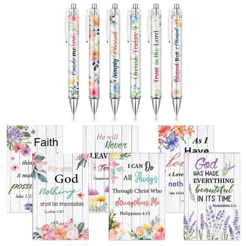 ✝️Christian Gifts Set: Motivational Pens & Bible Verse Notebooks – Inspire Your Faith Journey🌸