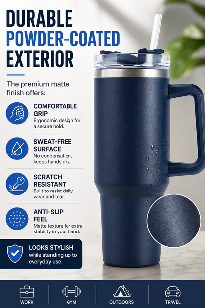40oz Stainless Steel Ice Cup With Straw