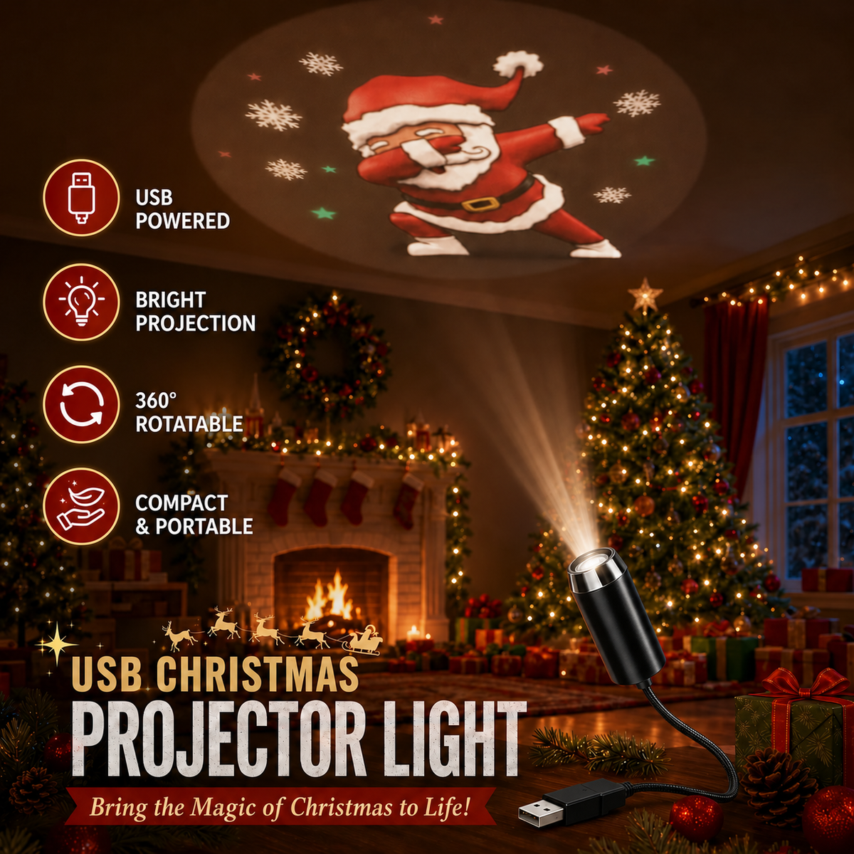 HD Christmas Projector – 6/10 Festive Scenes