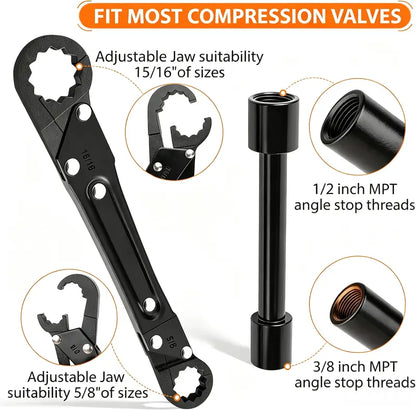 Compression Sleeve Puller Tool for 1/2' & 3/4' Brass Pipes, Rust-Resistant Ferrule Remover, Pipe Ring Extraction Kit for Corroded/Frozen Supply Stops, Removes Nut & Ferrule Safely – No Pipe Damage (Fits NPT 1/2', 3/4')