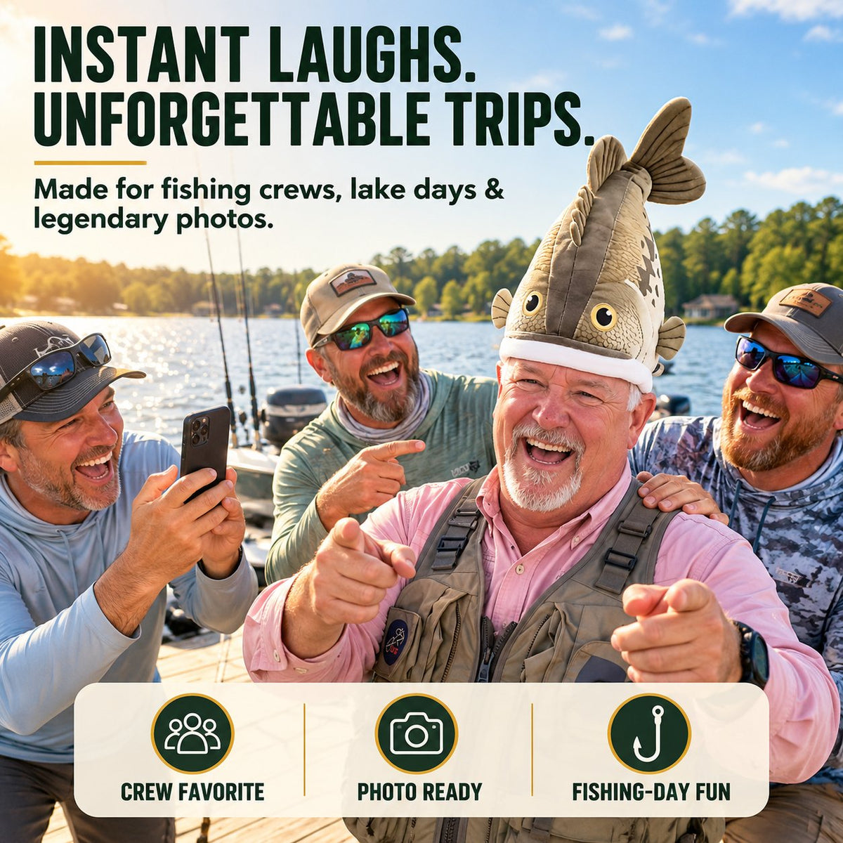 🔥Last day 49% OFF🐟 Funny 3D Fish Hat — Funny Fishing Gift for Anglers, Lake Days & Parties