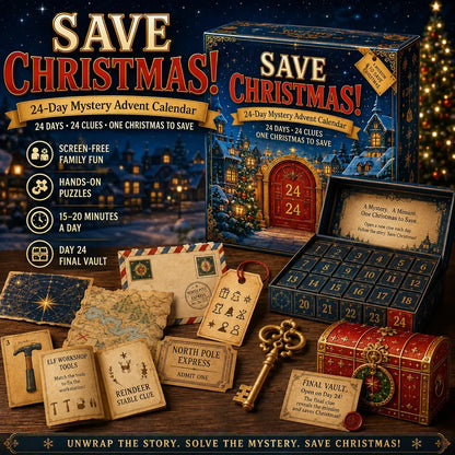 🎄24-Day Mystery Adventure Advent Calendar | Interactive Christmas Puzzle Game with 6 Story Themes, Hidden Clues & Hands-On Challenges 🧩