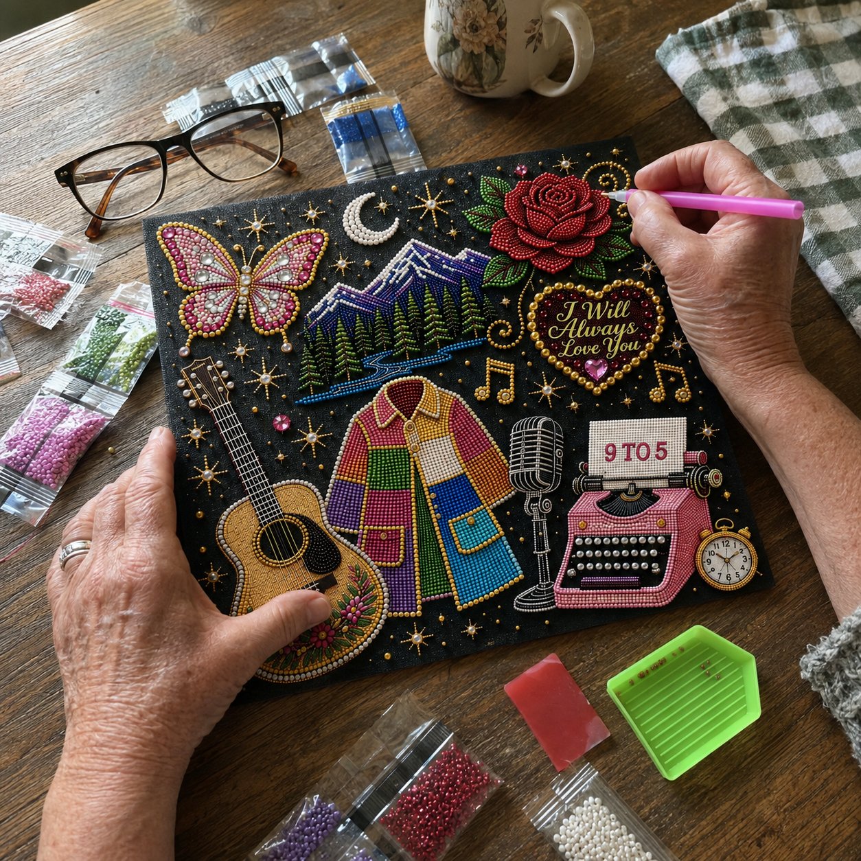 🎤 Premium 3D Pearl Dolly Country Music Tribute Art Kit | Luxury Flocked Canvas with Scratch-Resistant Non-Fading Acrylic Resin Pearls & Faceted Drills DIY Keepsake Decor 💎✨