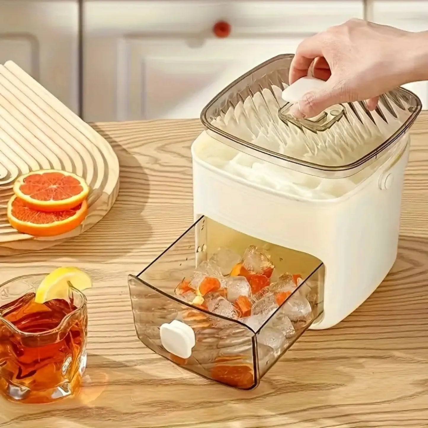 48-Compartment Portable Ice Maker with Easy-Press Lid, Double-Layer Silicone Tray & Durable Countertop Design for Drinks & Frozen Foods