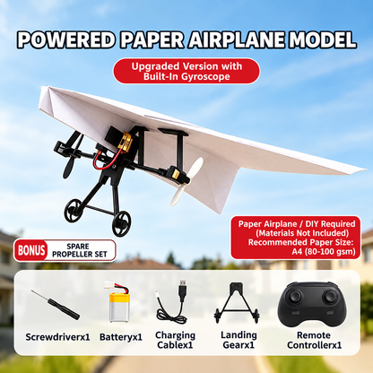 RC Paper Airplane Kit, Remote Control Plane with Gyro Stabilizer & Dual Propellers, DIY Foldable Flying Toy, Easy-to-Fly STEM Toy, Birthday Gift for Kids Boys & Adults
