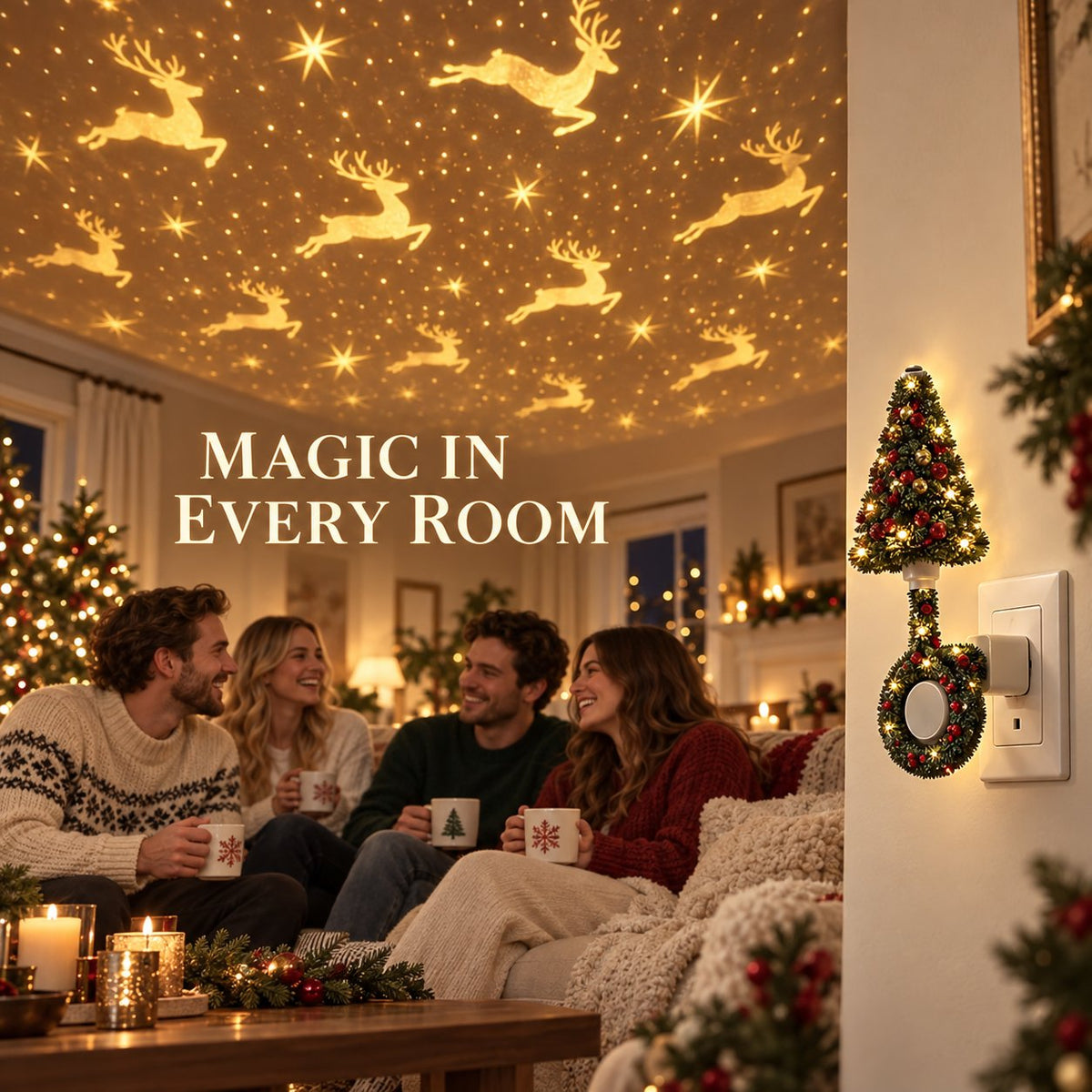 Christmas Plug-In Projection Light – Reindeer & Snowflake Effects