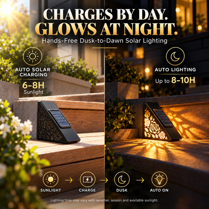 Solar Rose Step Lights Outdoor – Warm White IP65 Waterproof Stair & Deck Lights with Auto Dusk-to-Dawn Lighting