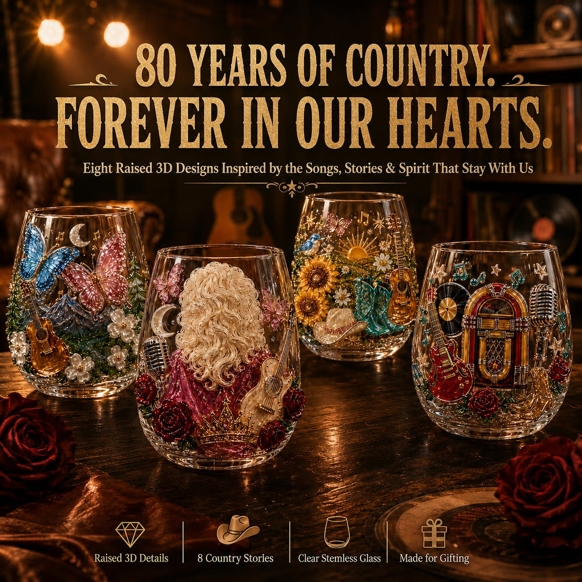 🎸✨ Queen of Country 1946–2026 3D Glass Collection