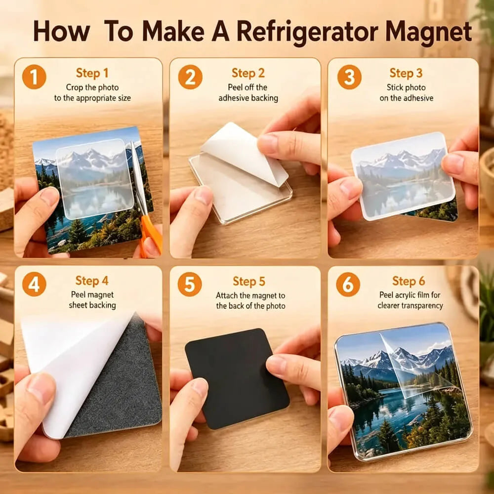 Acrylic DIY Square Fridge Magnets - Photo Frames for Crafts, Kitchen, Home Decor Use