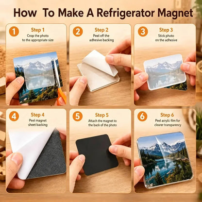 Acrylic DIY Square Fridge Magnets - Photo Frames for Crafts, Kitchen, Home Decor Use