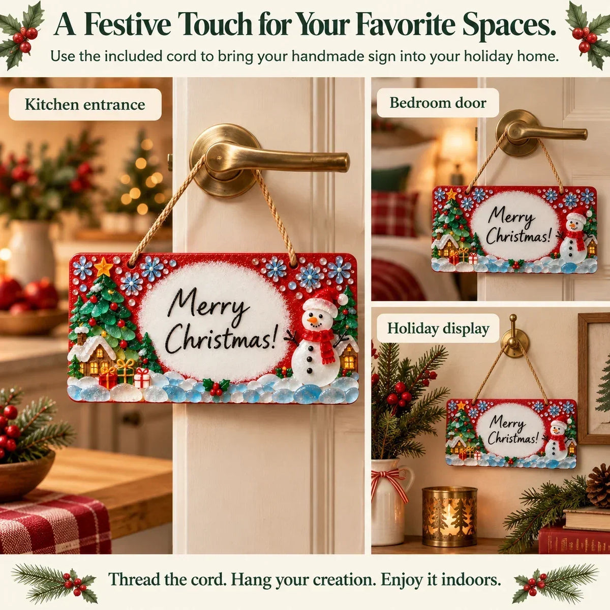 ⏳ Last Day 46% OFF – 🎄 Beginner-Friendly DIY Sea Glass Christmas Hanging Sign Kit | 8 Festive Designs with Handwritten Personalization ✍️