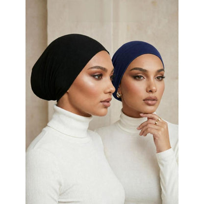 🔥3 Pack Women Solid Jersey Hijab Flat Top Cap
