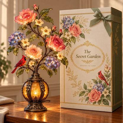 🌹✨ Eternal Bloom – Vintage Rose & Cardinal Table Lamp