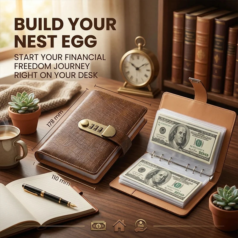 Savings notebook displayed on a home desk