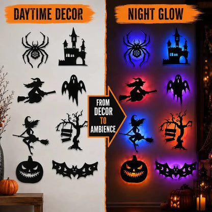🔥LAST DAY 49% OFF | Renter-Friendly Peel & Stick Halloween LED Window Lights, No Drill No Residue, 8 Spooky Silhouette Designs