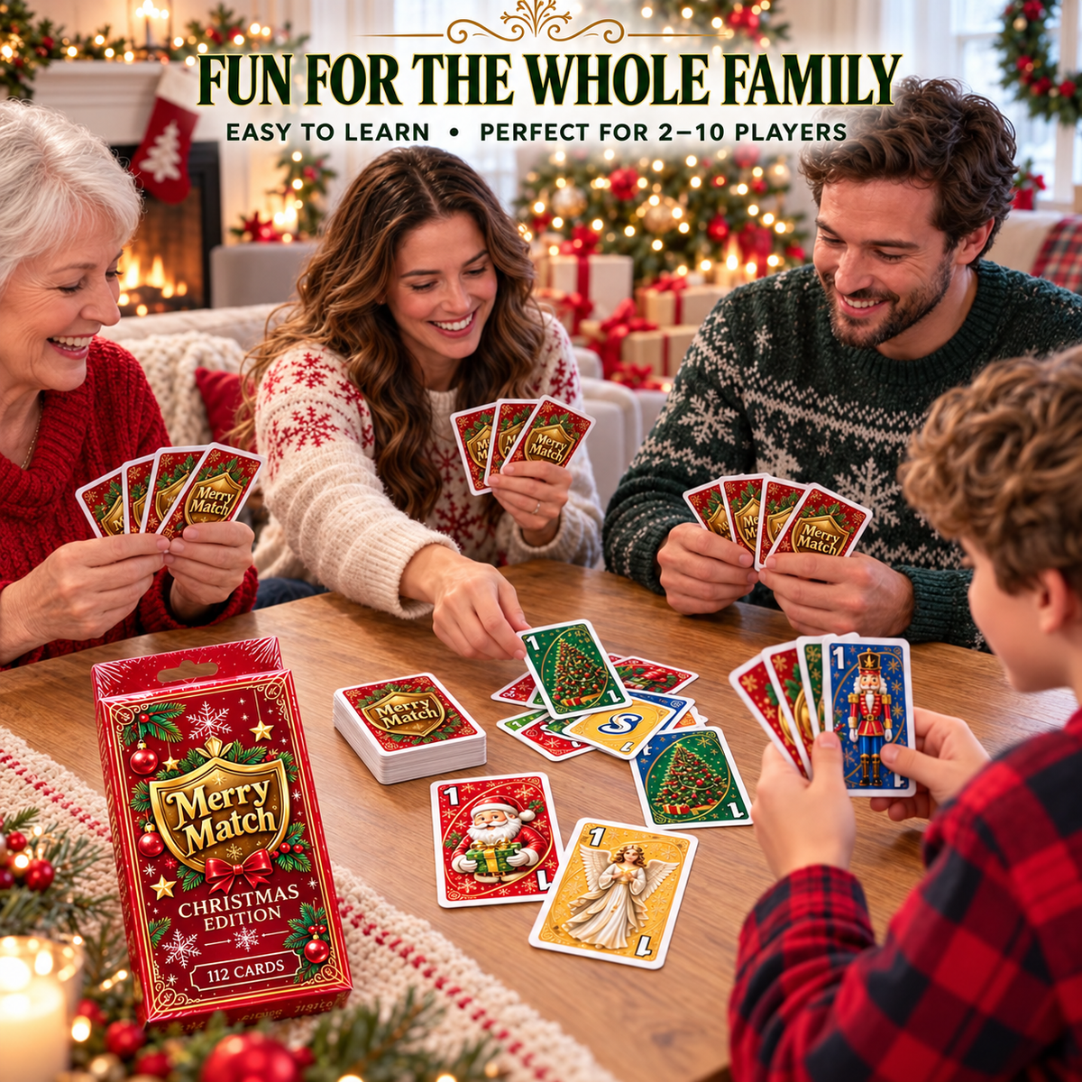 🔥Last Day 50% OFF🎉-🃏UNO Christmas Edition🎄 Holiday Family Card Game with 112 Festive Cards