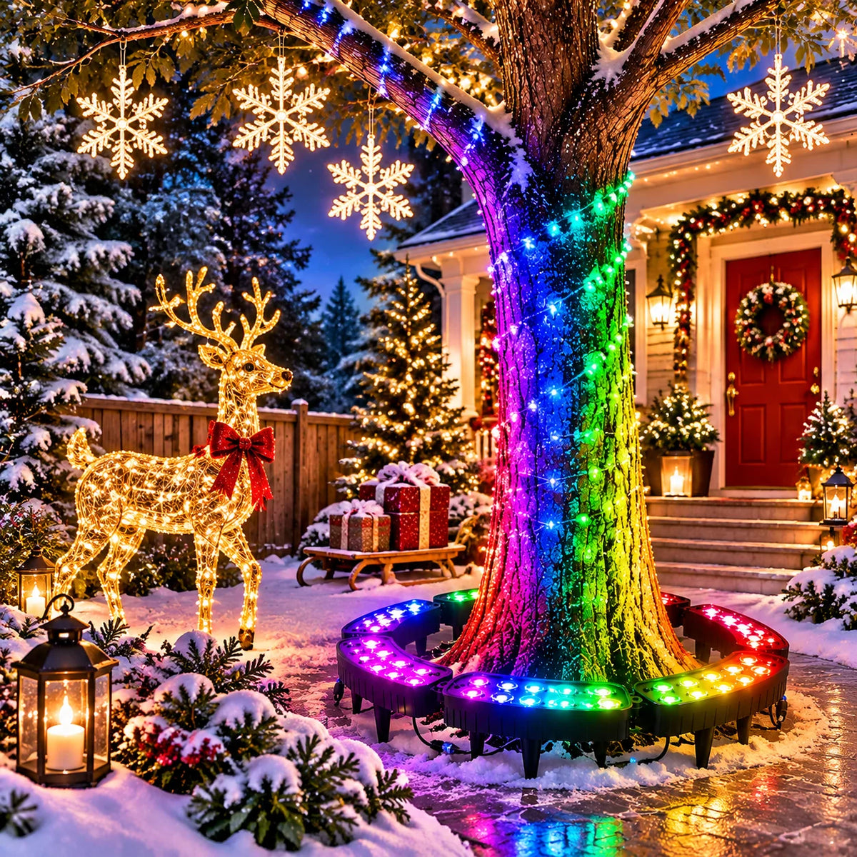 🎄 Make Every Tree Glow for Christmas – Solar RGB Landscape Ring Light💜💙💚