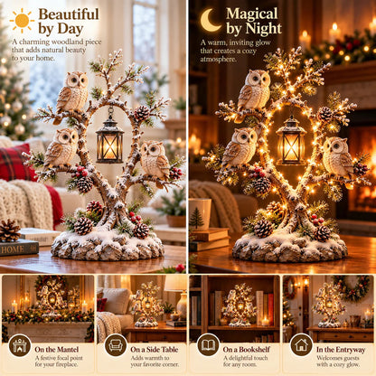 🔥 LAST DAY 50% OFF 🔥🦉✨ Guardians of the Winter Night — Glowing Owl Woodland Lantern