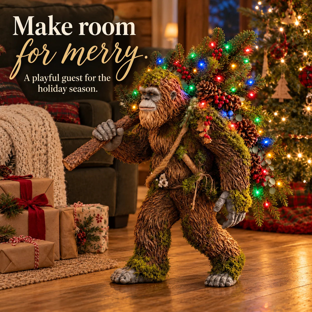 🎄 Woodland Bigfoot – Lighted Christmas Porch Decor