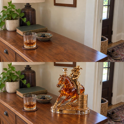 🐎🥃 Ride Hard, Pour Proud | Cowgirl Barrel Racing Whiskey Decanter