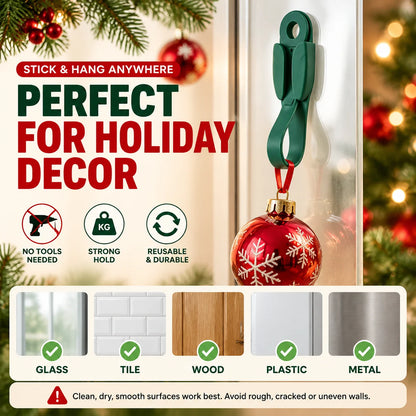 🎅🎄12/24 Pack Reusable Silicone Adhesive Christmas Garland Hooks 7.87"