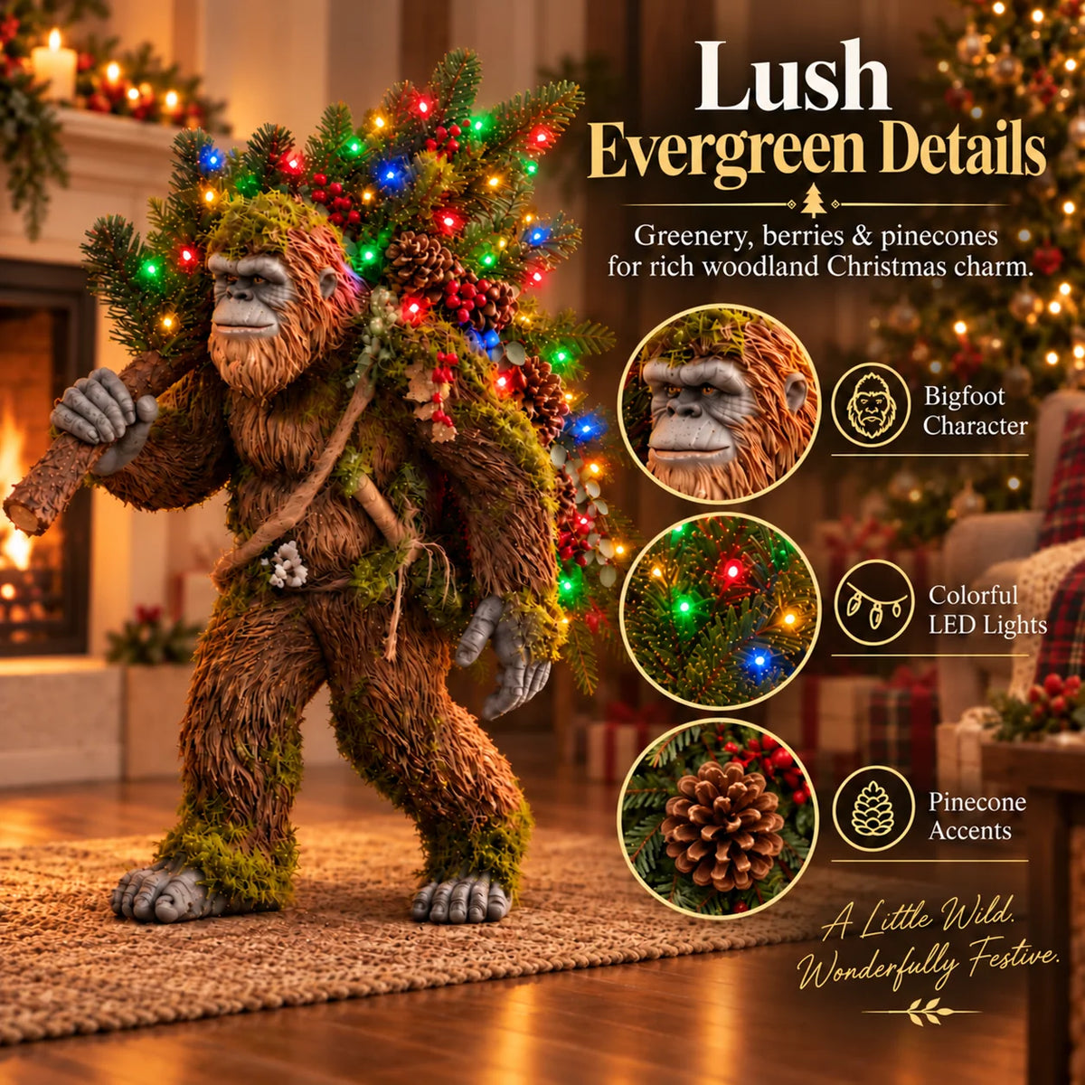 🎄 Woodland Bigfoot – Lighted Christmas Porch Decor