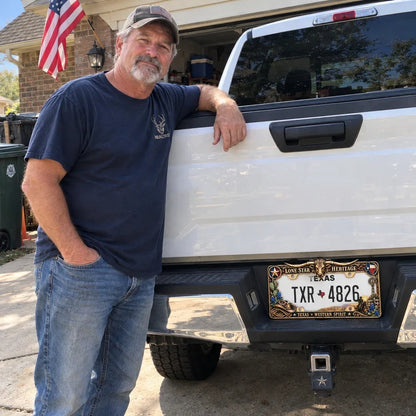🐂 Texas Longhorn 3D Metal License Plate Frame & Hitch Cover Set – Vintage Western Cowboy Truck Decor & Gift