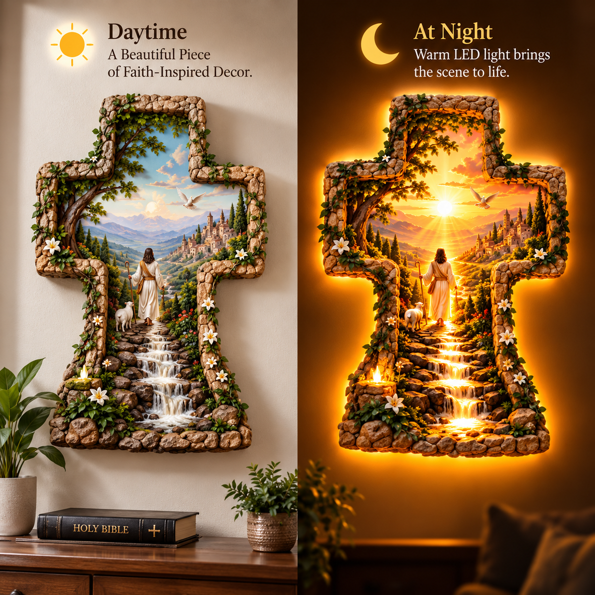 ✨ The Shepherd's Light™ – Illuminated Jesus Cross Wall Art | Faith-inspired Home Decor & Gifts