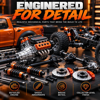 🛻 DIY Off-Road Pickup Truck Model Kit - Orange Mechanical Assembly 🏆
