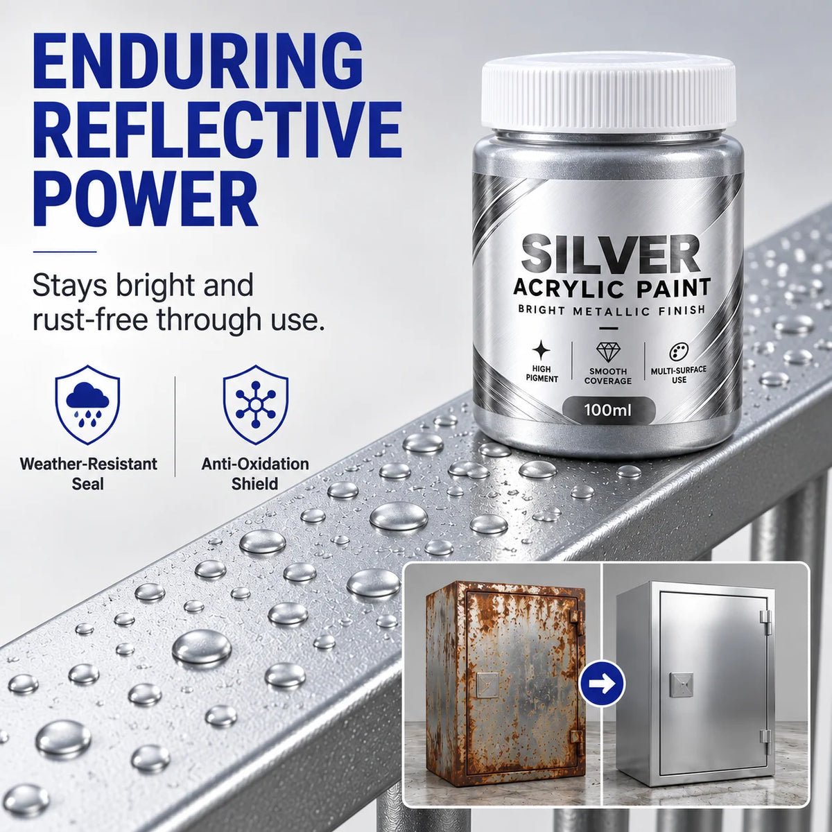 Water Based Metallic Silver Outdoor Anti Rust for Metal Renovation⏳