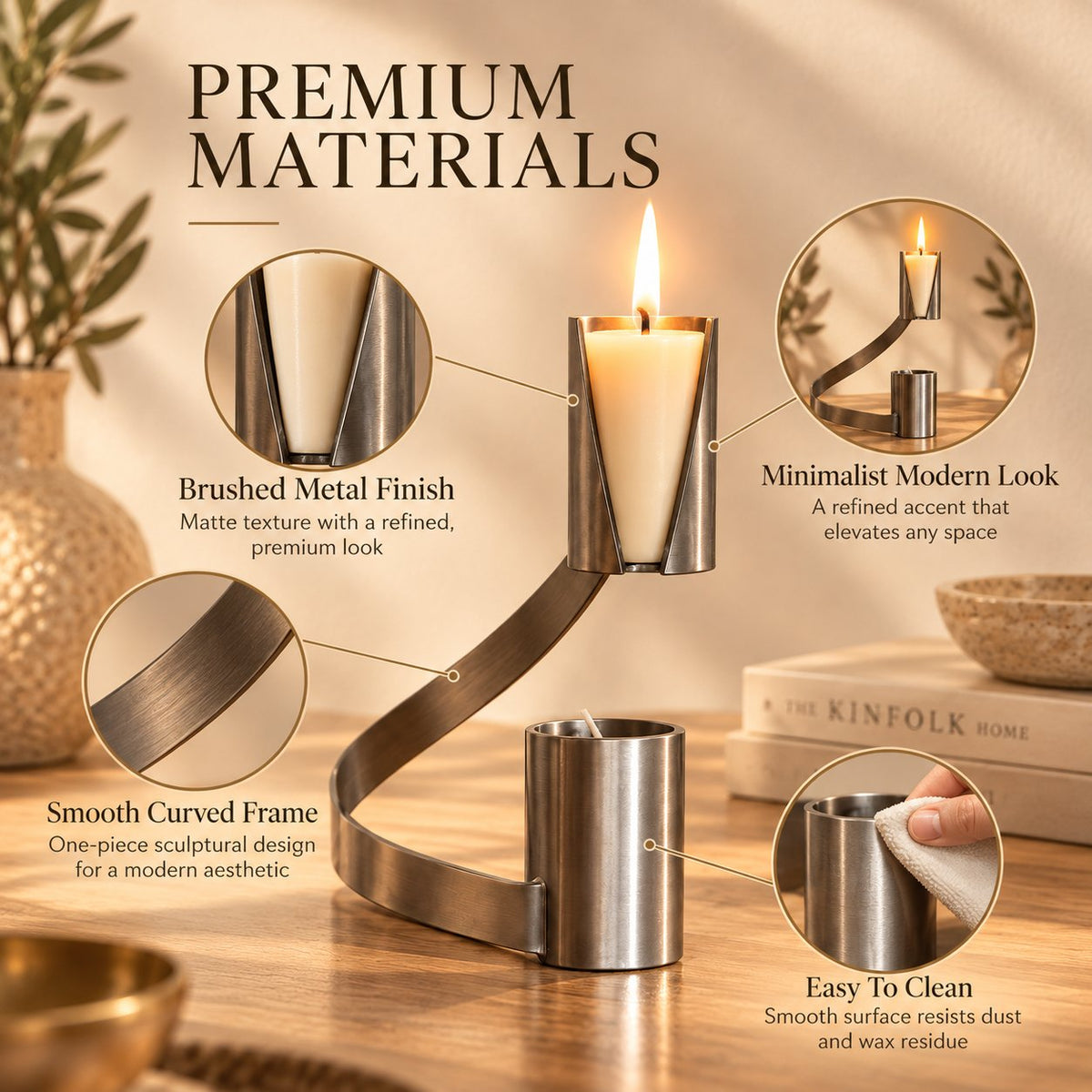 🕯️✨ Modern Curved Metal Candle Holder — Sculptural Design With A Warm Ambient Glow