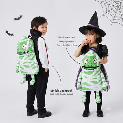 🧟 Interactive Singing Mummy Plush Kids Backpack | Halloween Trick-or-Treat Candy Bag