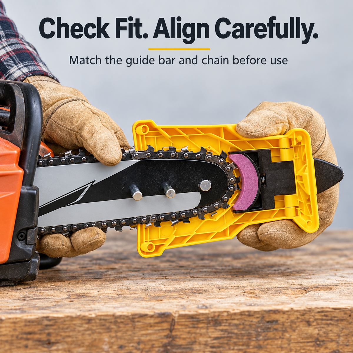 💥Compact Chainsaw Sharpener – Portable Bar-Mount Chain Sharpening Tool with Replaceable Sharpening Stone