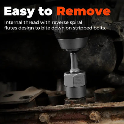 TOPME Bolt Extractor Kit,13+1 Piece Impact-Grade CR-MO Steel Nut Remover Set, 3/8' Drive Socket for Removing Frozen/Rusted/Rounded Bolts & Lug Nuts (Sizes 8-19mm)