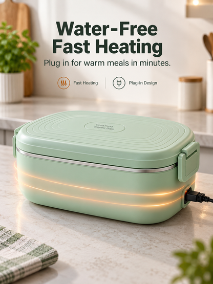 Portable Electric Heated Lunch Box Water-Free Food Warmer