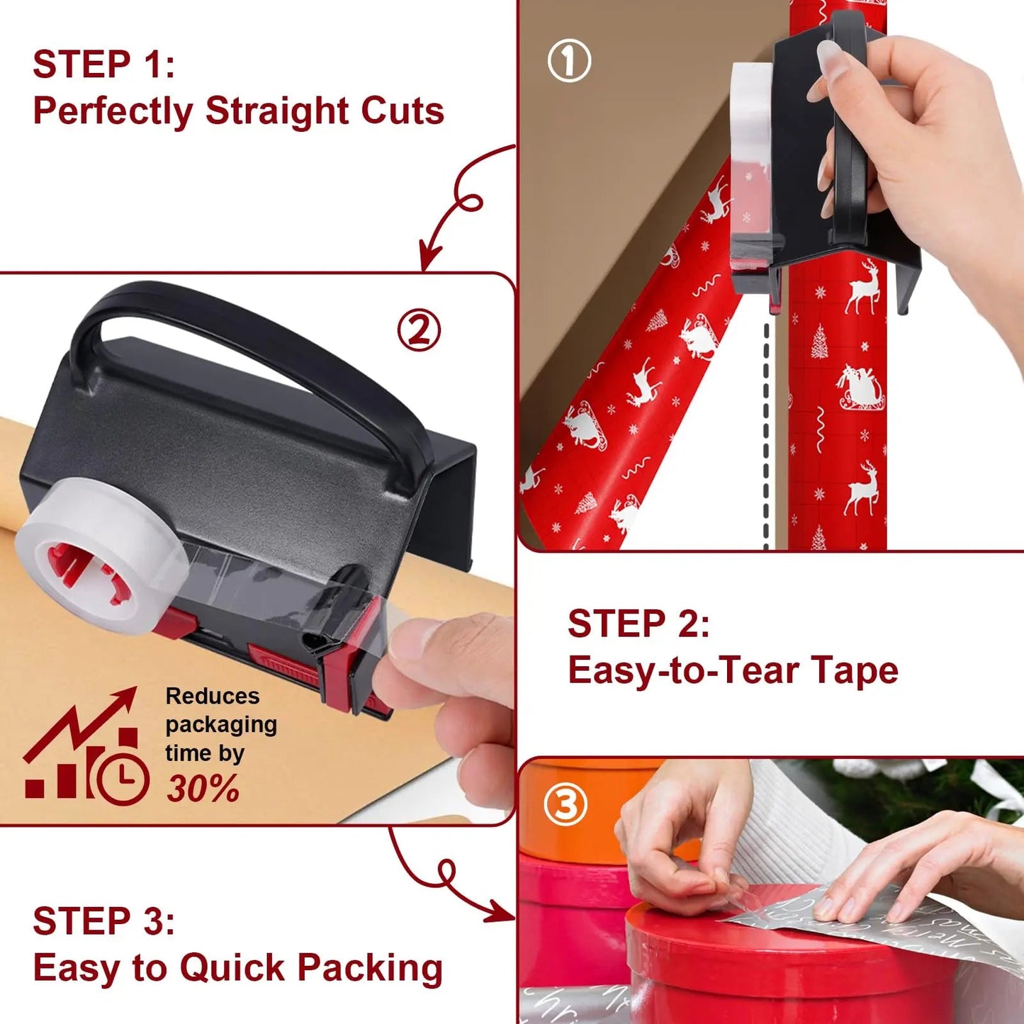 🎁 2-in-1 Wrapping Paper Cutter & Tape Dispenser