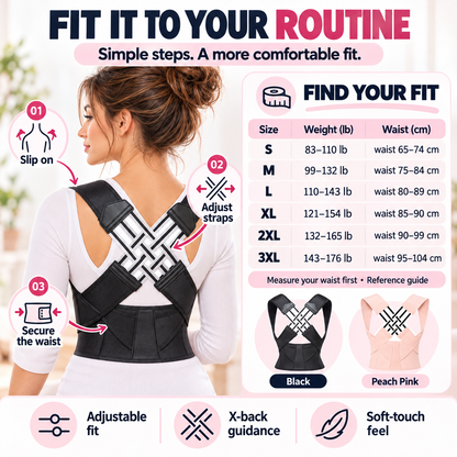 ✨ Adjustable X-Back Posture Support Brace – Comfortable Shoulder & Back Support