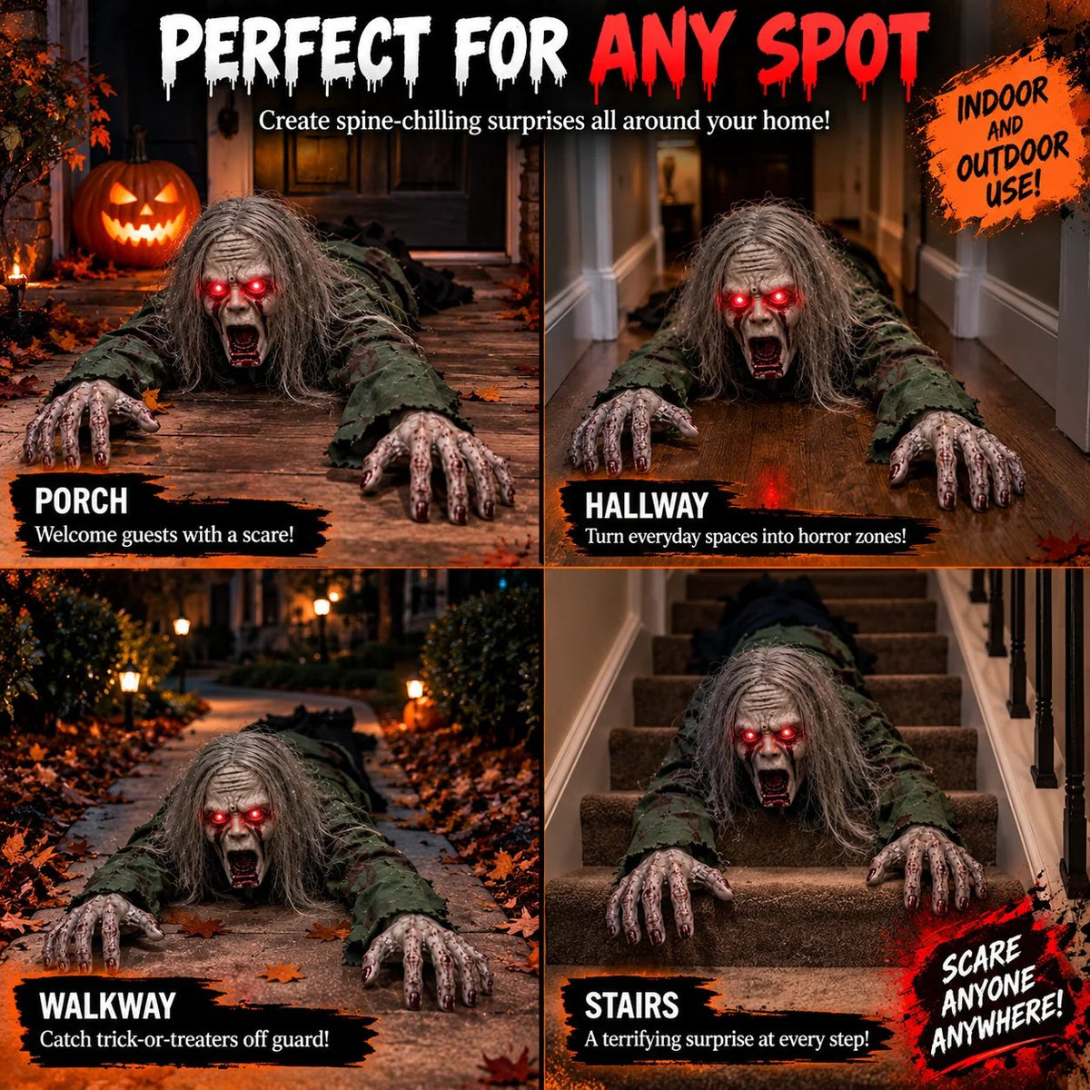 🔥Buy 2 Get 20% OFF🔥🎃 Crawling Halloween Ghoul™ — Glowing Eyes, Creepy Sounds & Real Crawling Action