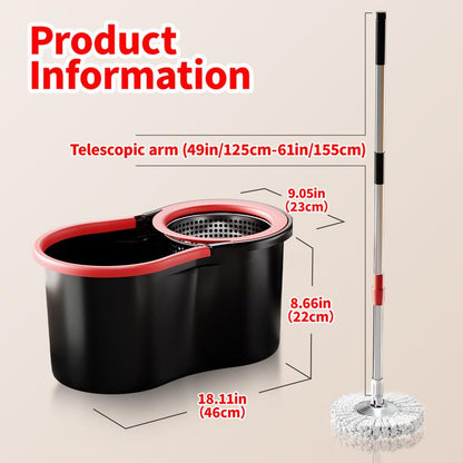 Spin Mop &amp; Bucket System with Detachable Scrub Brush