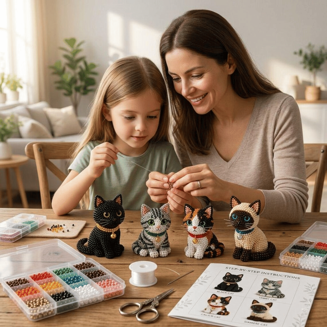 🐱 Create 4 Adorable Beaded Cats Yourself
