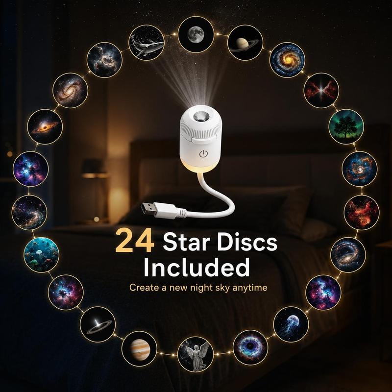 USB Star Projector Lamp, Galaxy Projection & Bedside Night Light🌌