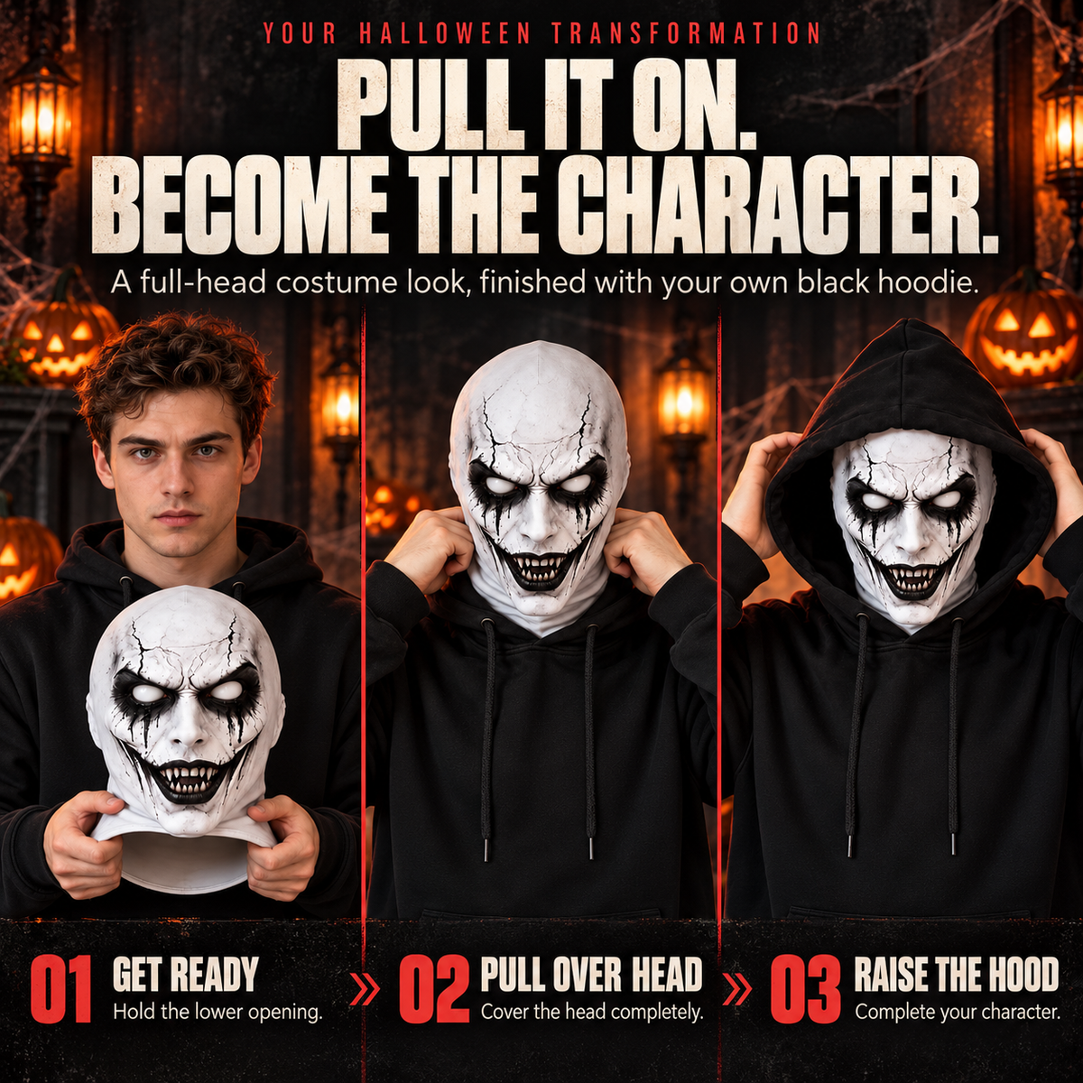 🎃 Cracked Demon Halloween Mask – Sinister Grin, Terrifying Transformation