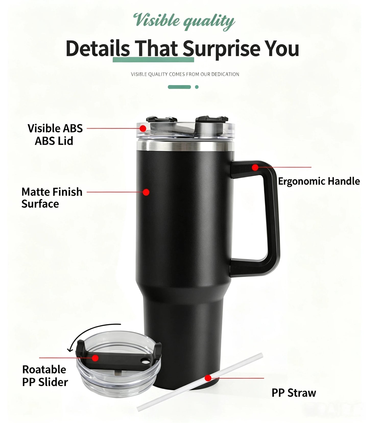 40oz Stainless Steel Ice Cup With Straw
