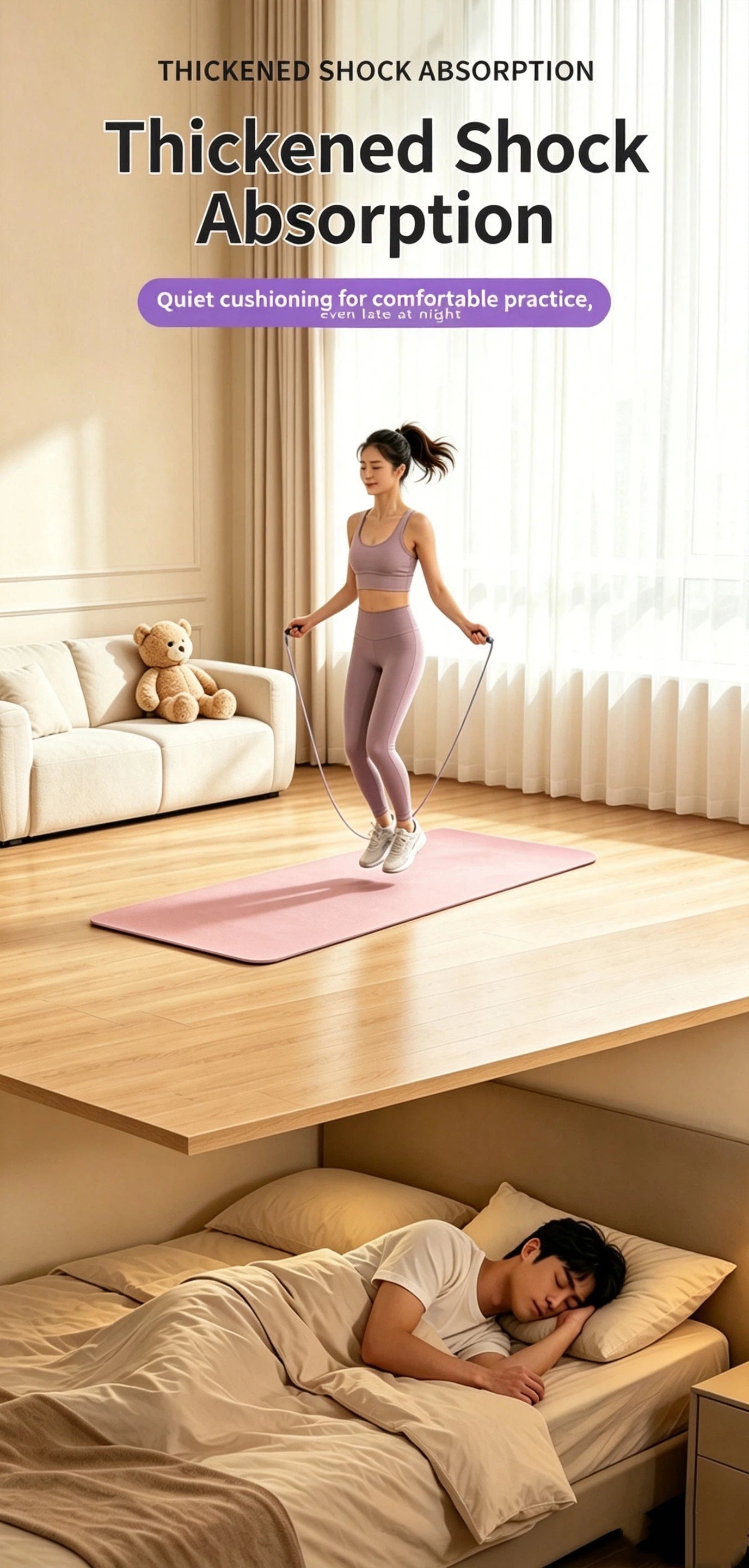High-density, high-elasticity shock-absorbing and sound-insulating yoga mat